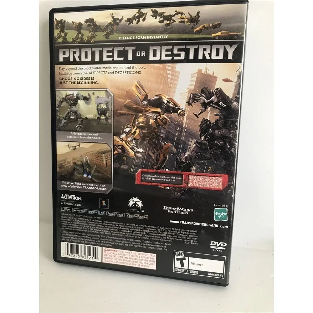 Transformers The Game Sony PlayStation 2 PS2 W/‎ Manual